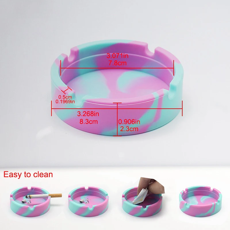OEM Camouflage Silicone Soft Round Ashtray Ash Tray Holder Luminous Portable Fluorescent Ashtray Anti Scalding Cigarette Holder