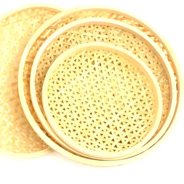 Hot sale dessert basket bamboo round basket bamboo weaving basket 24 cm