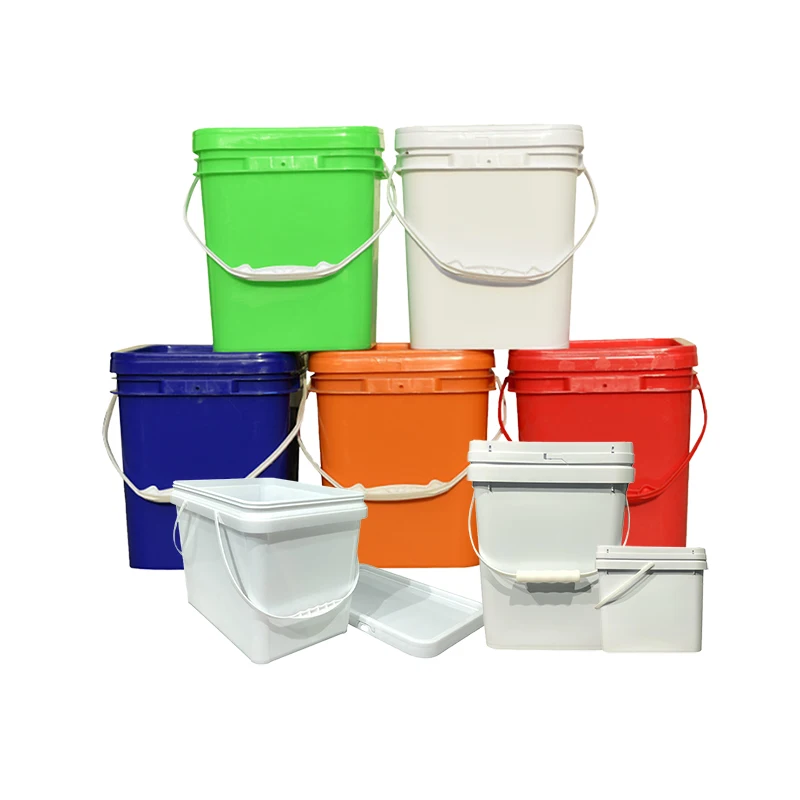 Custom Logo 0.15L To 28 L Packaging Airtight Pet Food Container Box Bucket Square Plastic Bucket With Handle