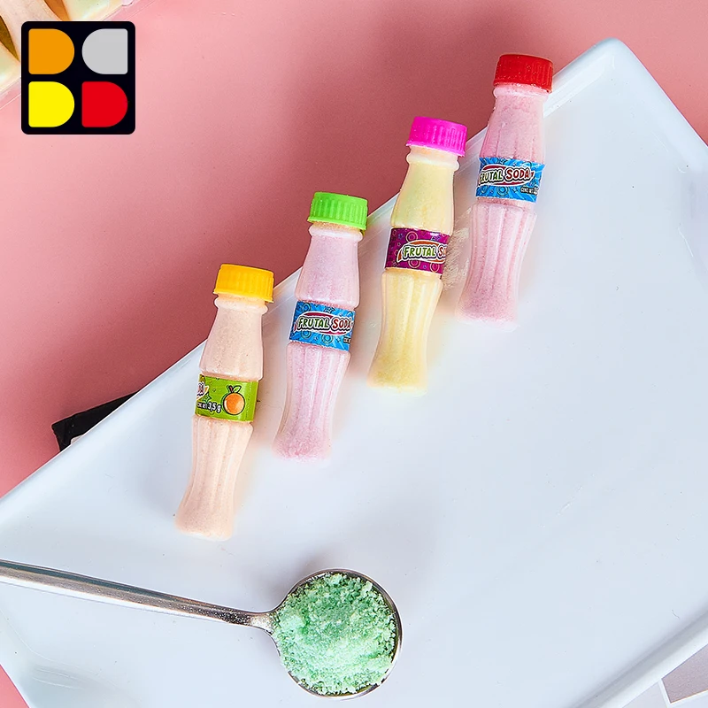 Заводские Горячие продажи конфеты в Коле бутылка может фрукты Сладкая кислая клубника виноград Яблоко оранжевый ананас Слип кислота порошок конфеты