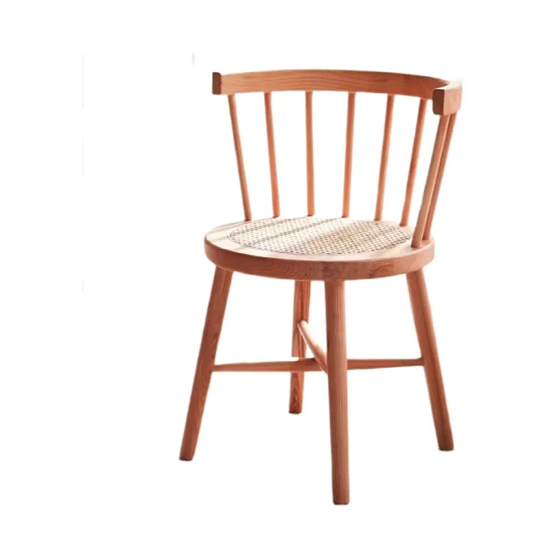 Wholesale nordic Solid wood rattan Windsor dining chair Windsor chair home office retro leisure chair for coffee house