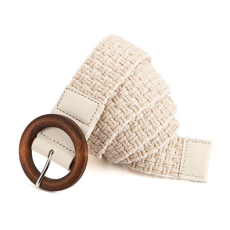 In Stock Wood buckle belt accessories buckle wholesale custom Wax rope belt
