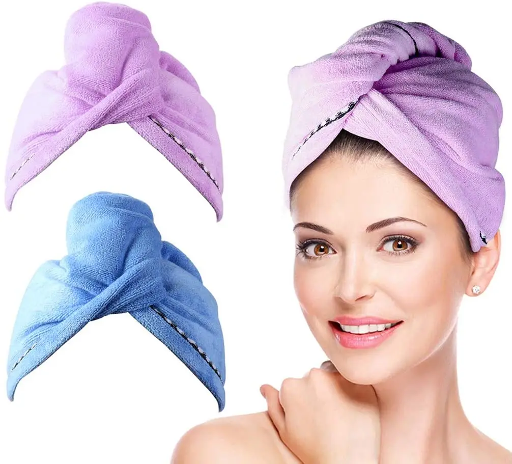 Honeyfount Factory Sale ready made Microfiber Dry Hair Towel Quick-dry hair cap