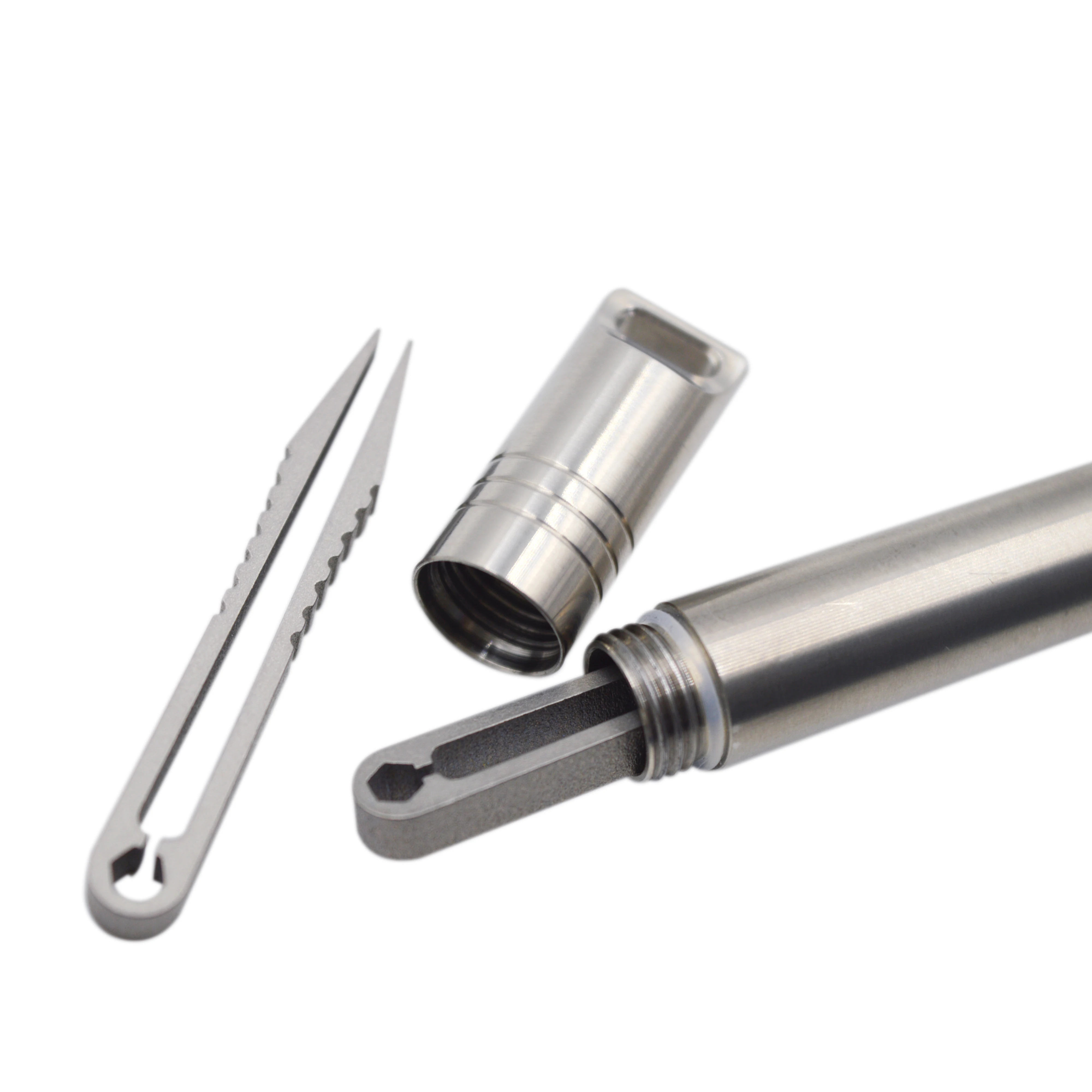 JXT-OEM factory Moisture proof keychain container cigarette holder camping titanium pill storage capsule for fist aid