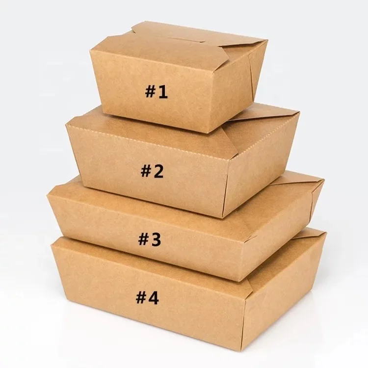 Take Away Food 100% Biodegradable Paper Customized Disposable kraft paper box