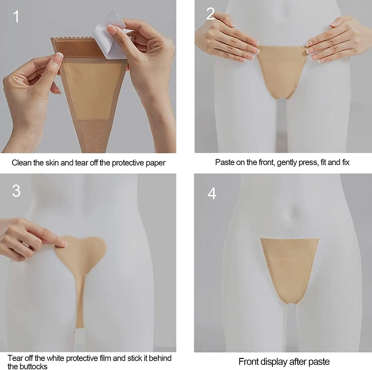 Women Seamless Sticky Strapless Panties Sexy Girls C String Thong Adhesive Reusable Thong For Beach