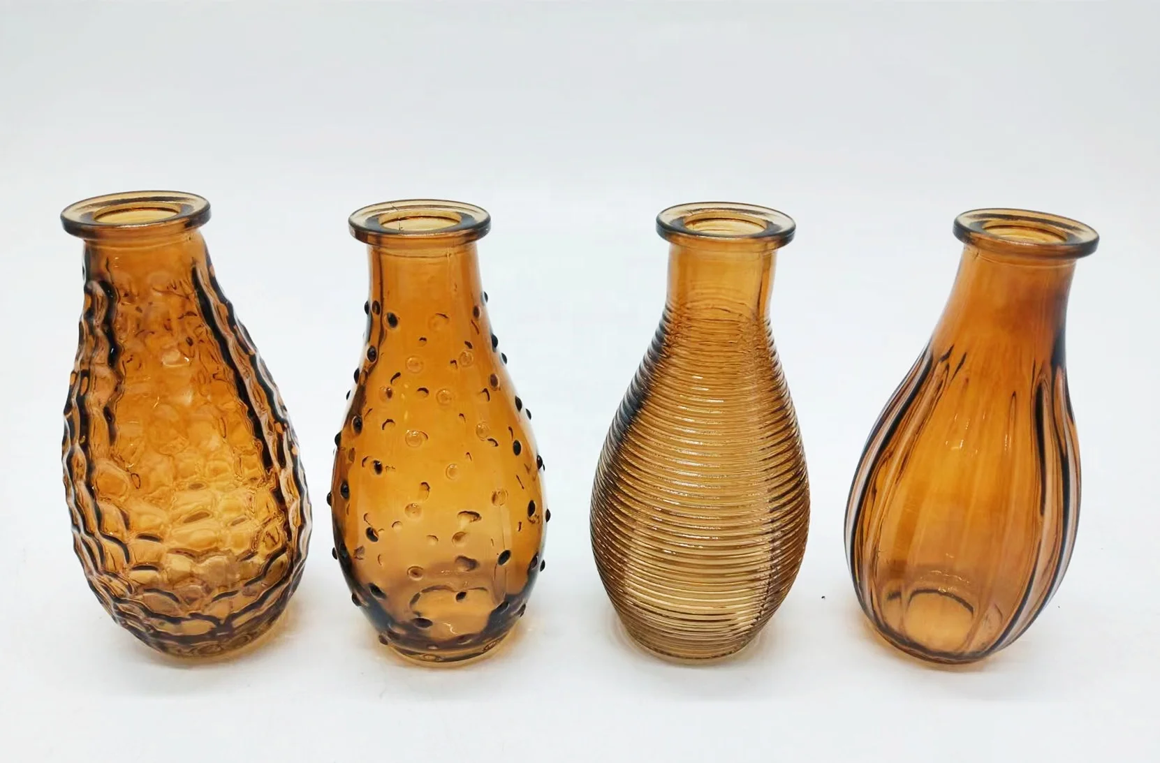 crystal vintage round small pink glass bud vase for flower home decorative wedding set