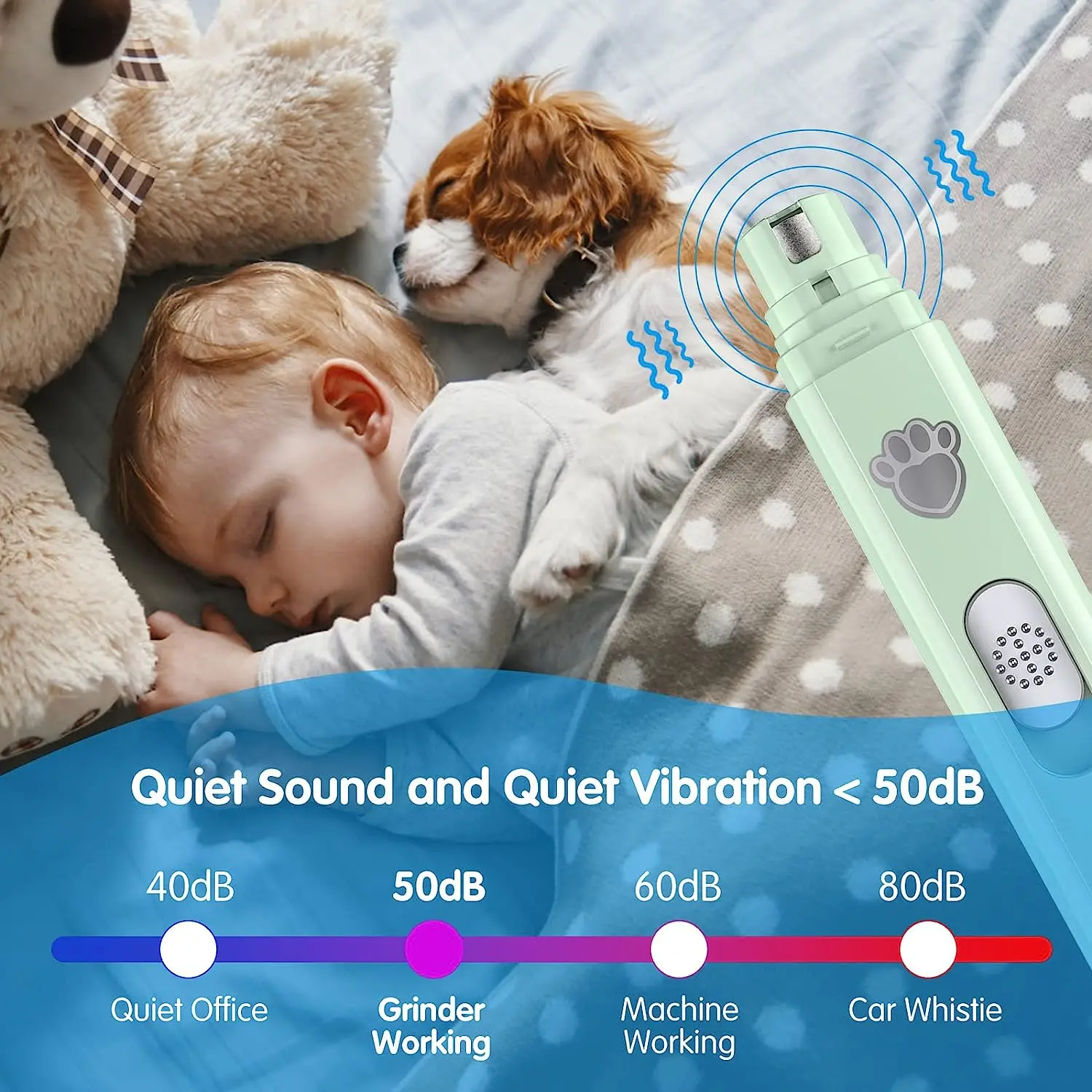 Dog Nail Grinder Upgraded Pet Cat Dog Nail Trimmers Clippers Tool 2 Speed Rechargeable Electric Pet Nail Grinder Grooming Tool