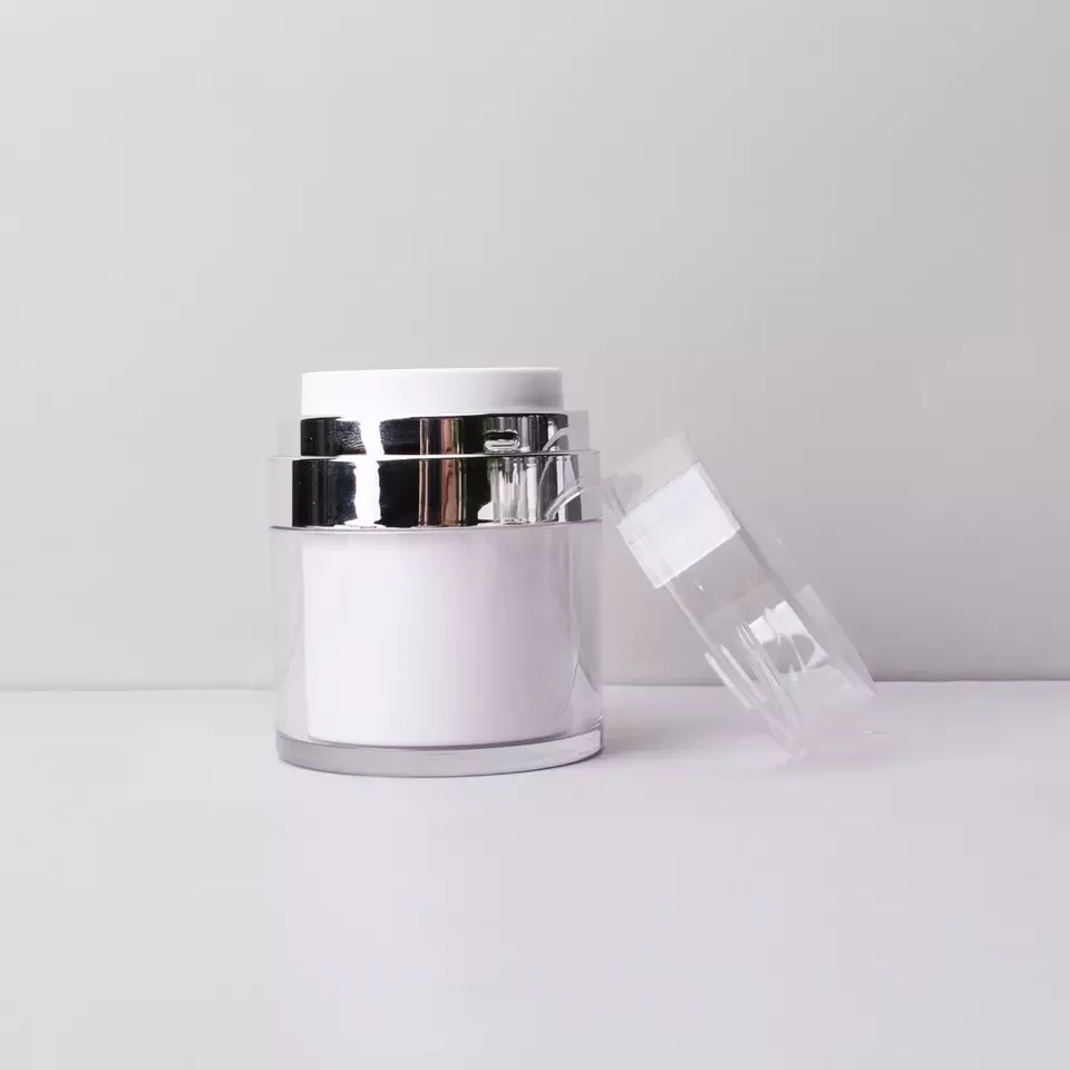 15 g 30 ml 50 grams airless pump round shape white color skin care luxury cosmetic jar cream jar acrylic jar