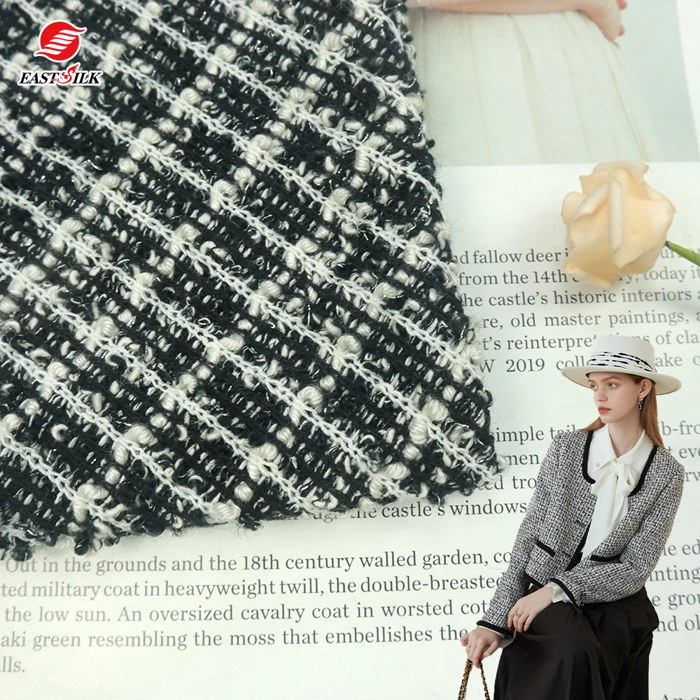 Textiles  Wholesale Materials TC Polyester Acrylic Cotton Metallic Jacquard Knitting Jacket Dress Fabric For Garments