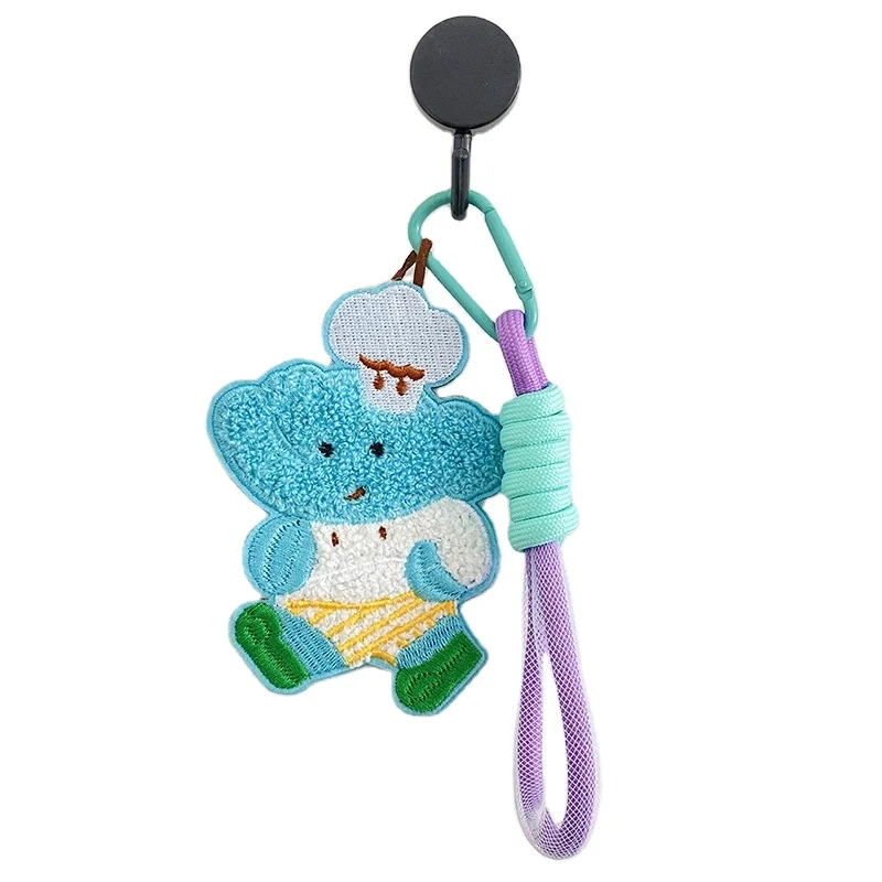 Индивидуальный рекламный логотип аниме удалить перед летным экипажем двухсторонний тканый вышитый брелок для ключей с вышивкой