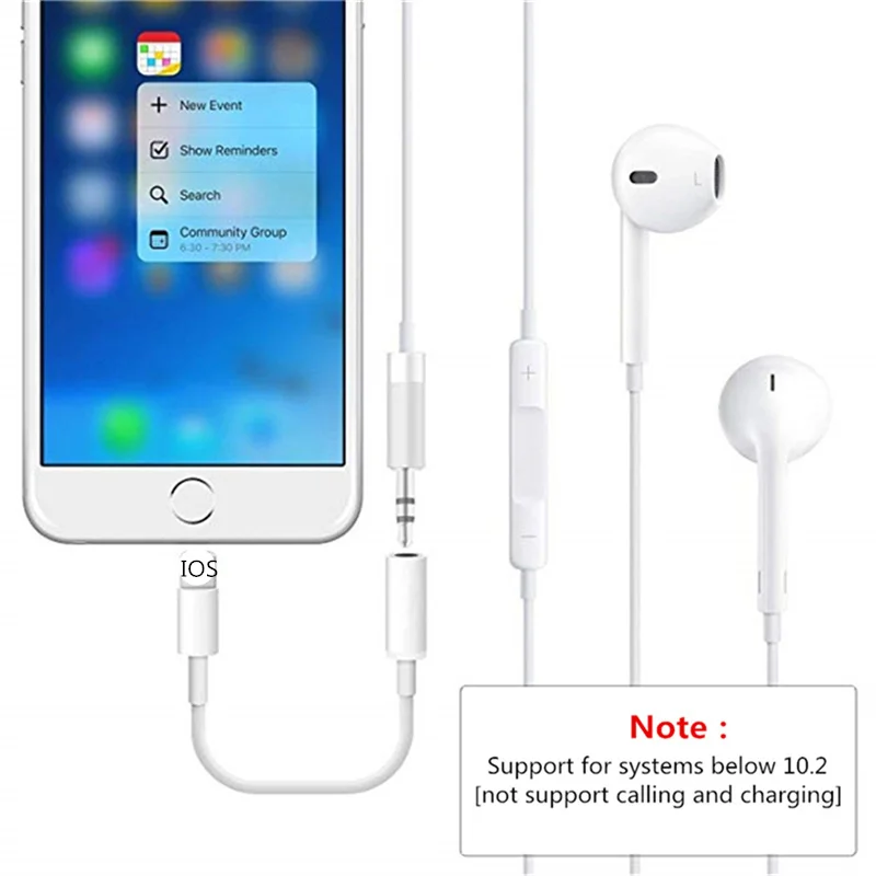 Аудиоадаптер зарядный кабель для iPhone 12 11X8 7 6 двойной Aux-кабель наушников конвертер 10