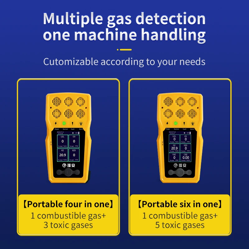 Yaoan BTQ-YA-C100FT Gas Detector Portable Co O2 H2S LEL Multi 2~5 Gas Analyzer with CE FCC ROSH Certificate