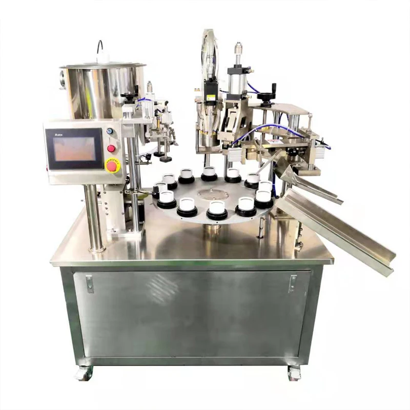 Full Automatic Ice Cream Cone Filling Sealing Lidding Machine With Chocolate Spraying And Nut Adding Function