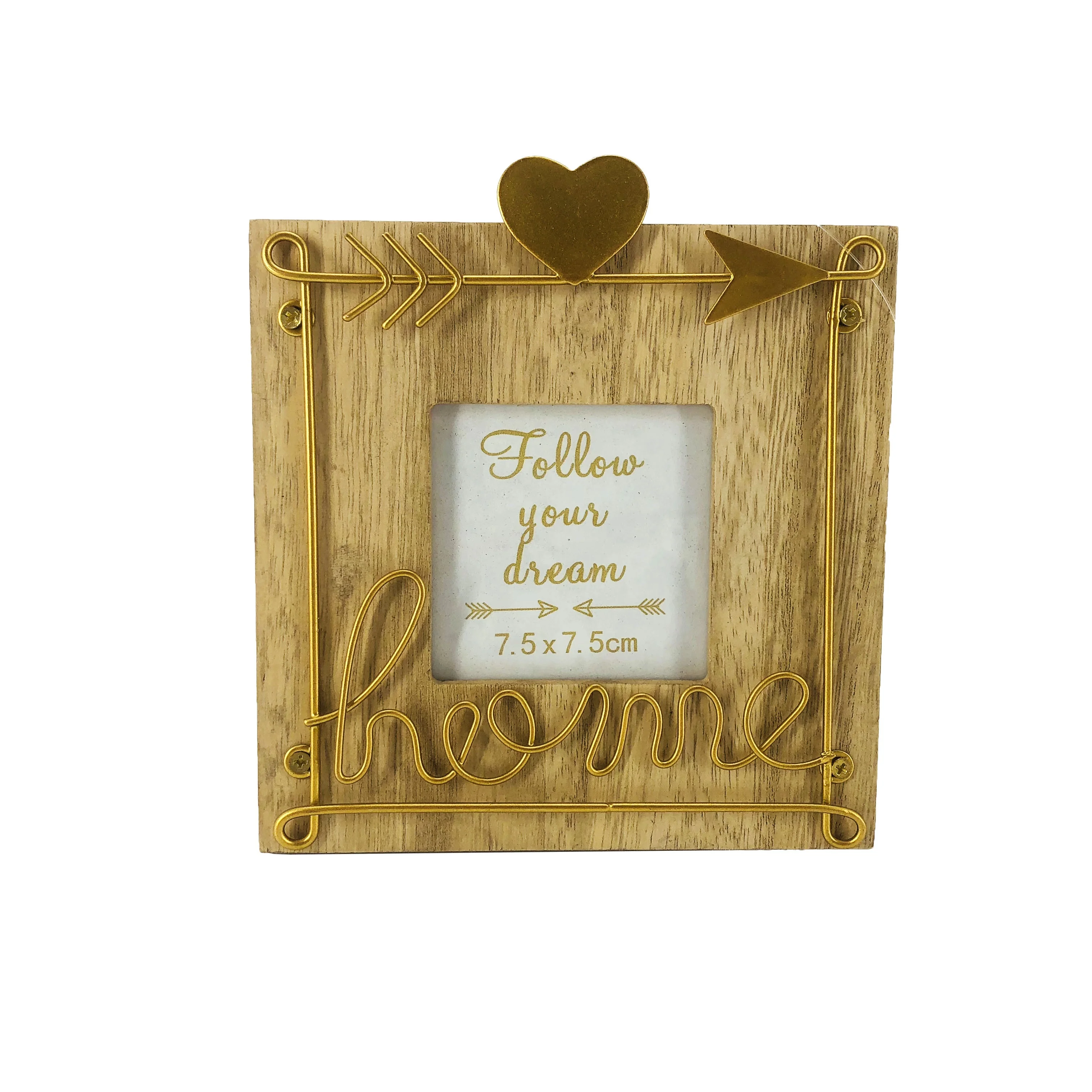 Custom European Metal Love Family Handmade Square Wedding Decoration Girl Collage Wooden Picture Photo Frame