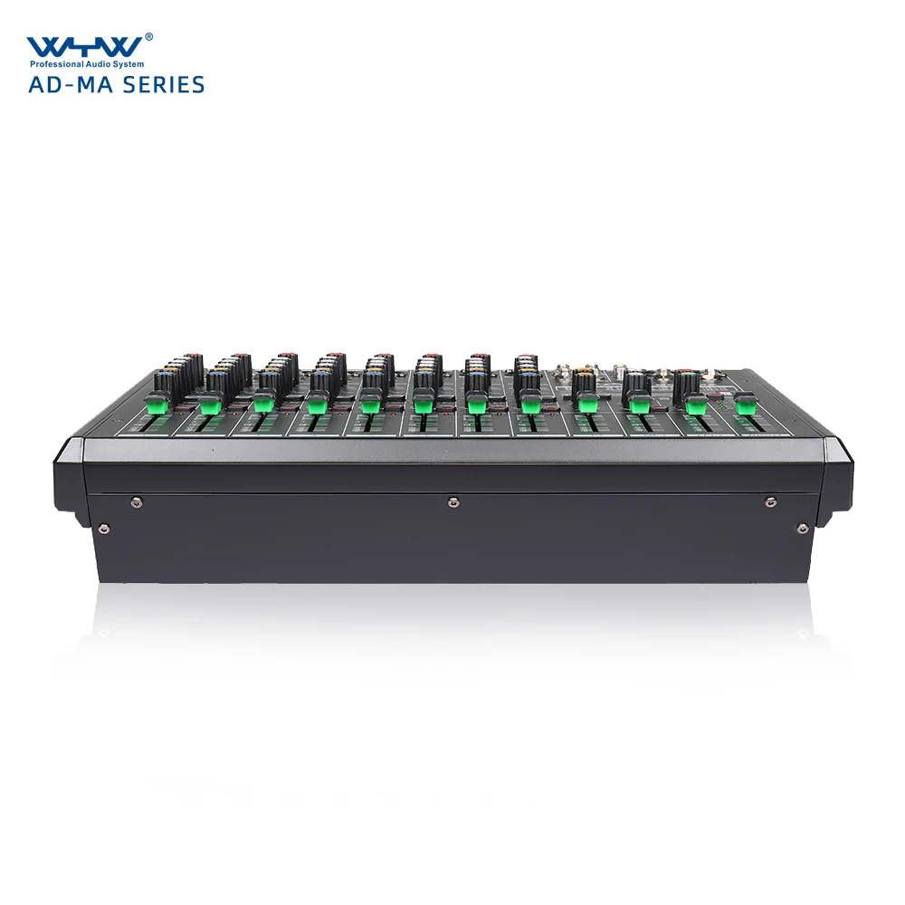 8 channels class AB powered audio mixing console with computer usb interface and wireless connection