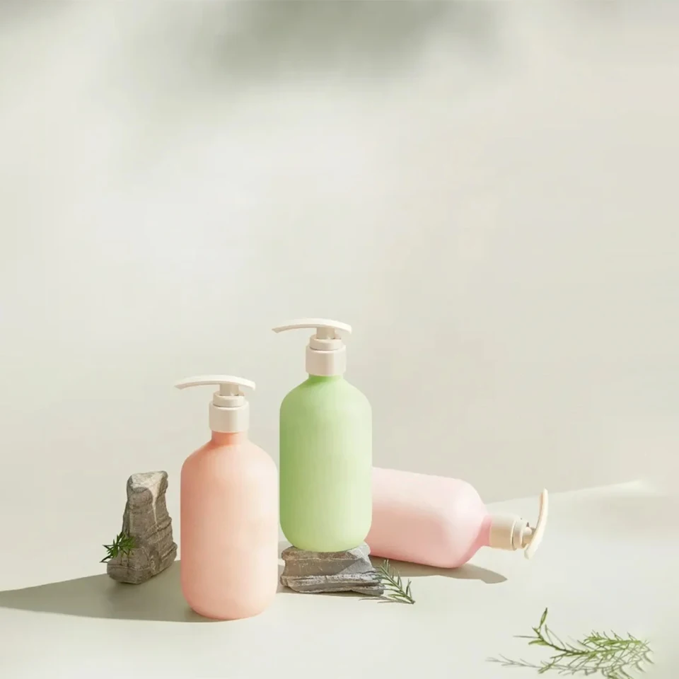 Wholesale 380ml Round Pink Plastic HDPE Shampoo Bottles Hand Sanitizer Soap Soft Touch Empty Container for Body Lotion Bottle