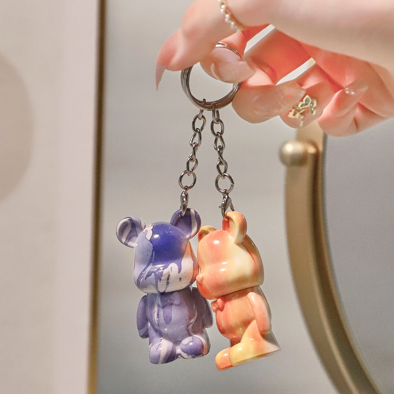 Wholesale Unique Appearance Cute Bears Lipstick With Key Ring matte long lasting makeup Waterproof Lip Gloss