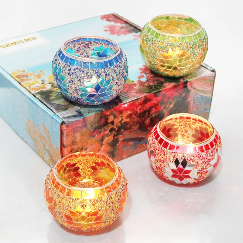 hot selling wholesale factory price 4pcs set mosaic candle holder