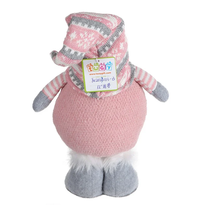 New trend pink color 12 inch standing gnome nordic gonk plush elf dwarf scandinavian christmas ornament santa