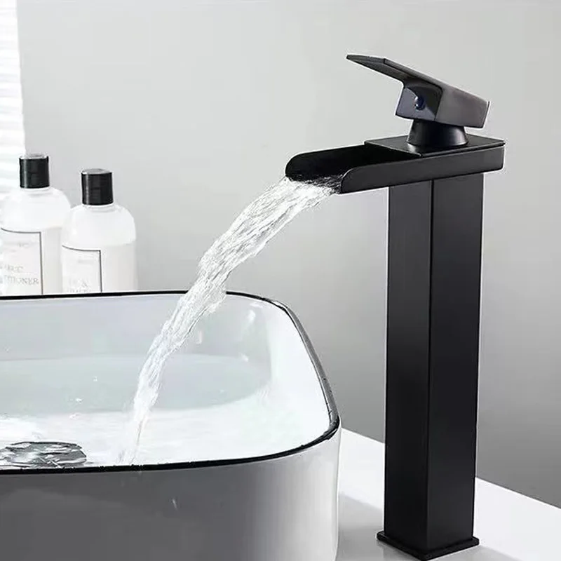Stainless Steel Bathroom Sink Basin Cold Hot Water Tap Basin Faucet Single Handle Single Hole Deck Mounted Bathroom Faucets