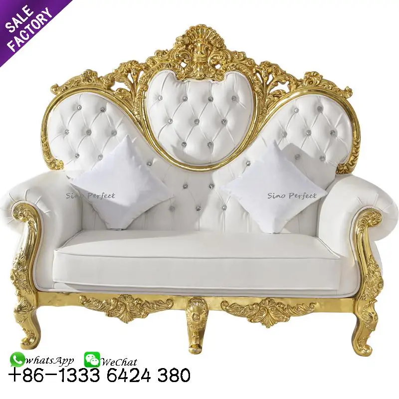 
Cheap wedding furniture golden luxury lion royal queen and king throne chair for event 