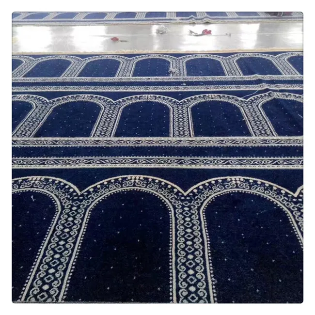 Machine Pattern Carpet for Mosque, prayer Room Carpets Made Red and Blue  Modern Floral Round Floor Carpet