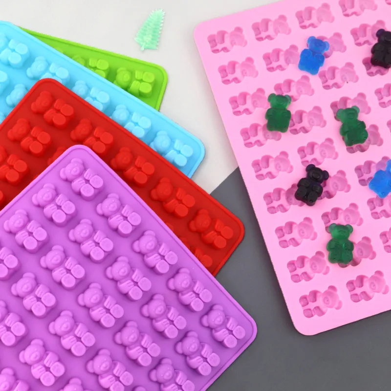Custom logo Gummy Bear Mold Silicone, 45 Cavity/50 CLarge Customize Gummy Candy Molds 100% Bpa Free Jello Ice Tray