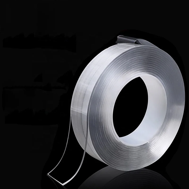 5M Flexographic Reusable Removable Double Sided Outdoor Mounting Cinta Transparent Nano Tape With Adhesive Tape