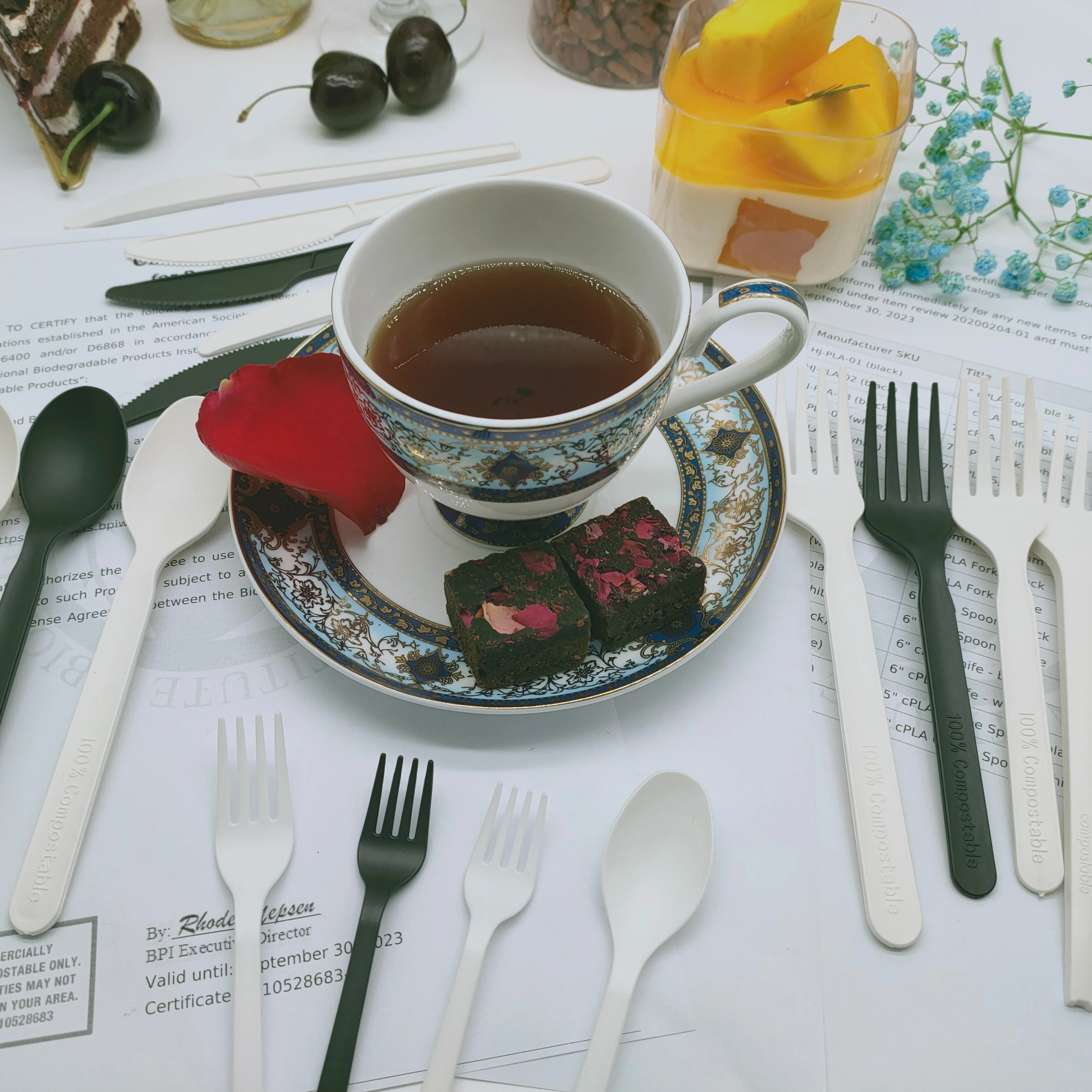 
GreenWorks 2021 CPLA Wrapped Cutlery biodegradable cutlery recycled plastic kitchen utensils individually wrapped cutlery 