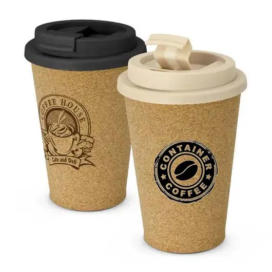 12oz Reusable  Sublimation Cork Coffee Cup WIth Lid