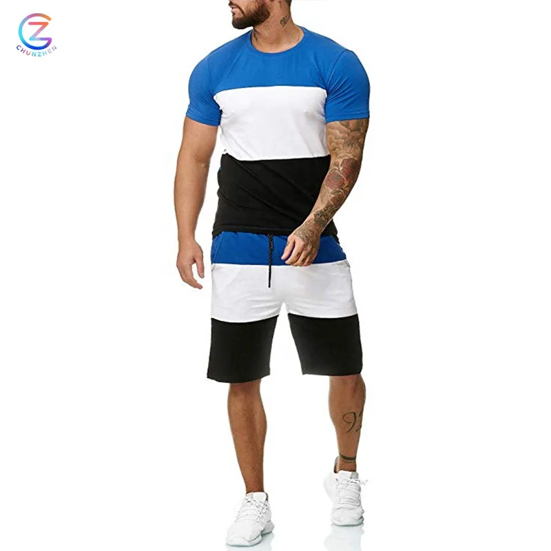 
OEM High Quality Cotton Mens T Shirt With Shorts 2 Two-piece Sets Men Tshirt Pants 