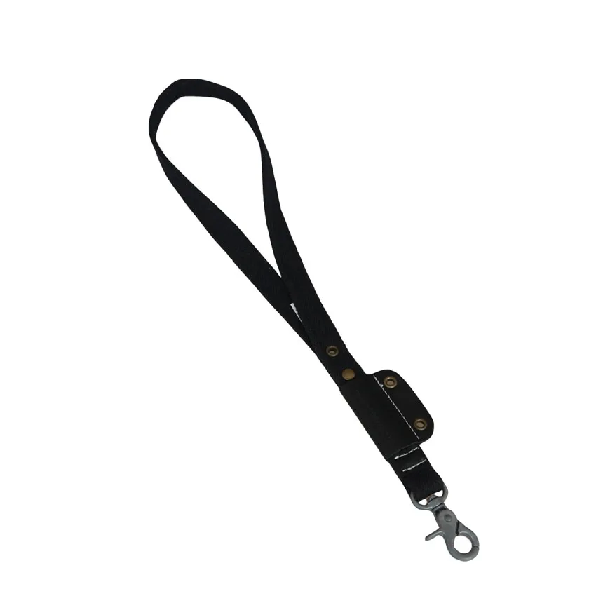 Black rugged lanyard custom OEM rivet neck strap for key and wallet