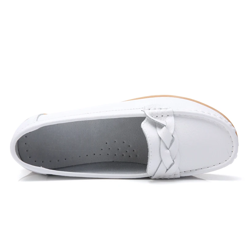 Wholesale Waterproof Non-Slip Medical Operating Room Hospital Genuine Leather White Nurse Shoes With Wedge Heels