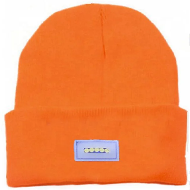 Wholesale custom acrylic women men ski embroidery logo LED light winter knitted hats beanie Cap for night work