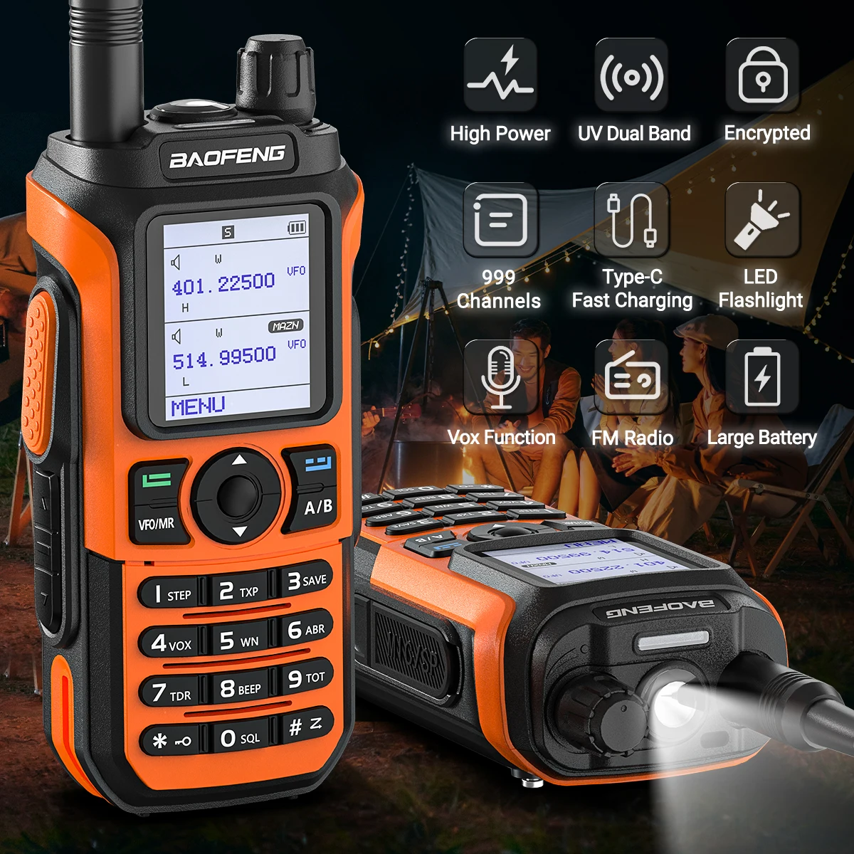 Baofeng UV-21 PRO Walkie Talkie Support Type-C Charger Dual Band UHF VHF Long Range Transmitter Two Way Radio Upgrade UV-5R