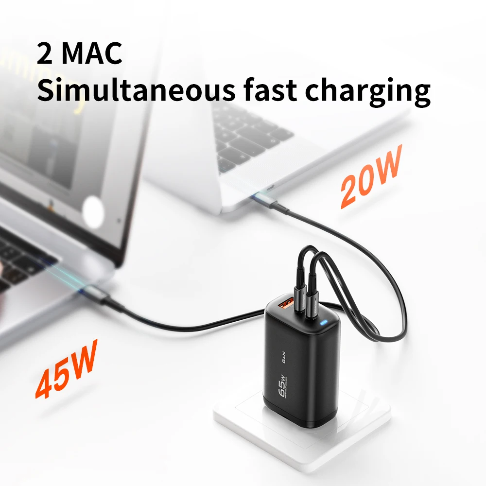 Essager 2022 Shining QC PD 3.0 Fast Charger 3 USB Wall Charger US/ EU/UK Charge Travel Adapter GaN Charger