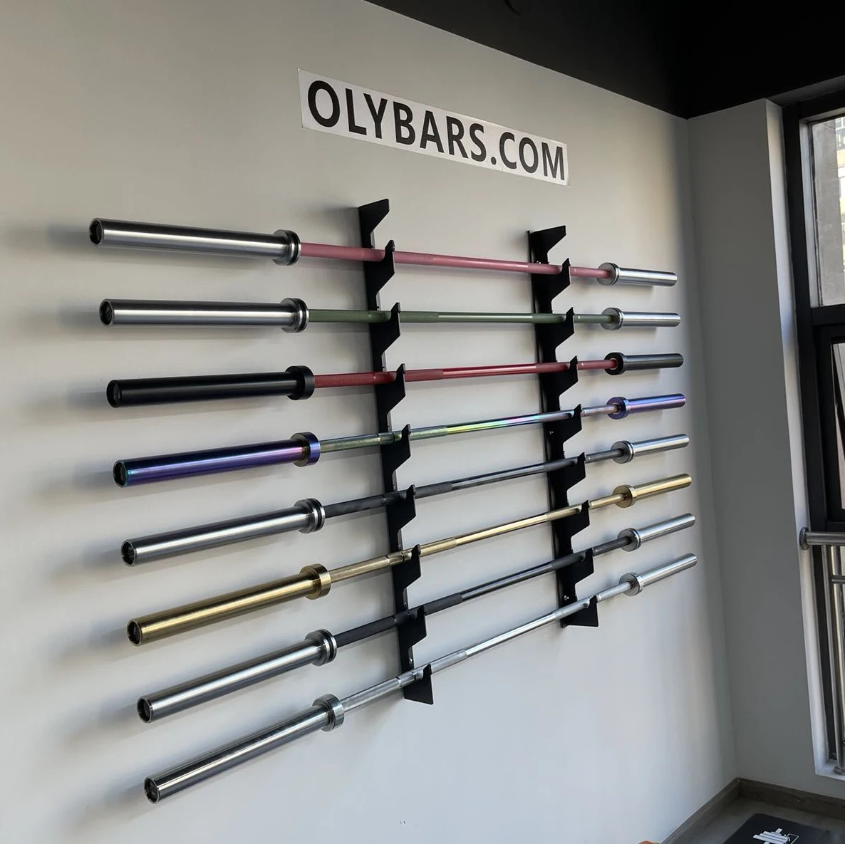 TELLUS Home Gym Fitness Equipment Wall Mounted Horizontal Barbell Holder Store Up to 8pcs Bars  Storage Rack