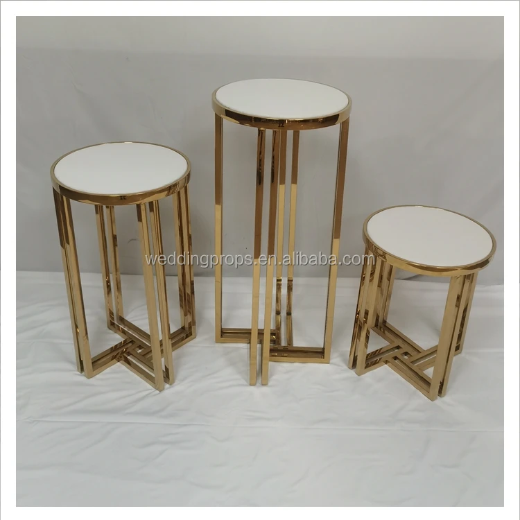 Modern luxury furniture gold stainless steel type round marble cake table