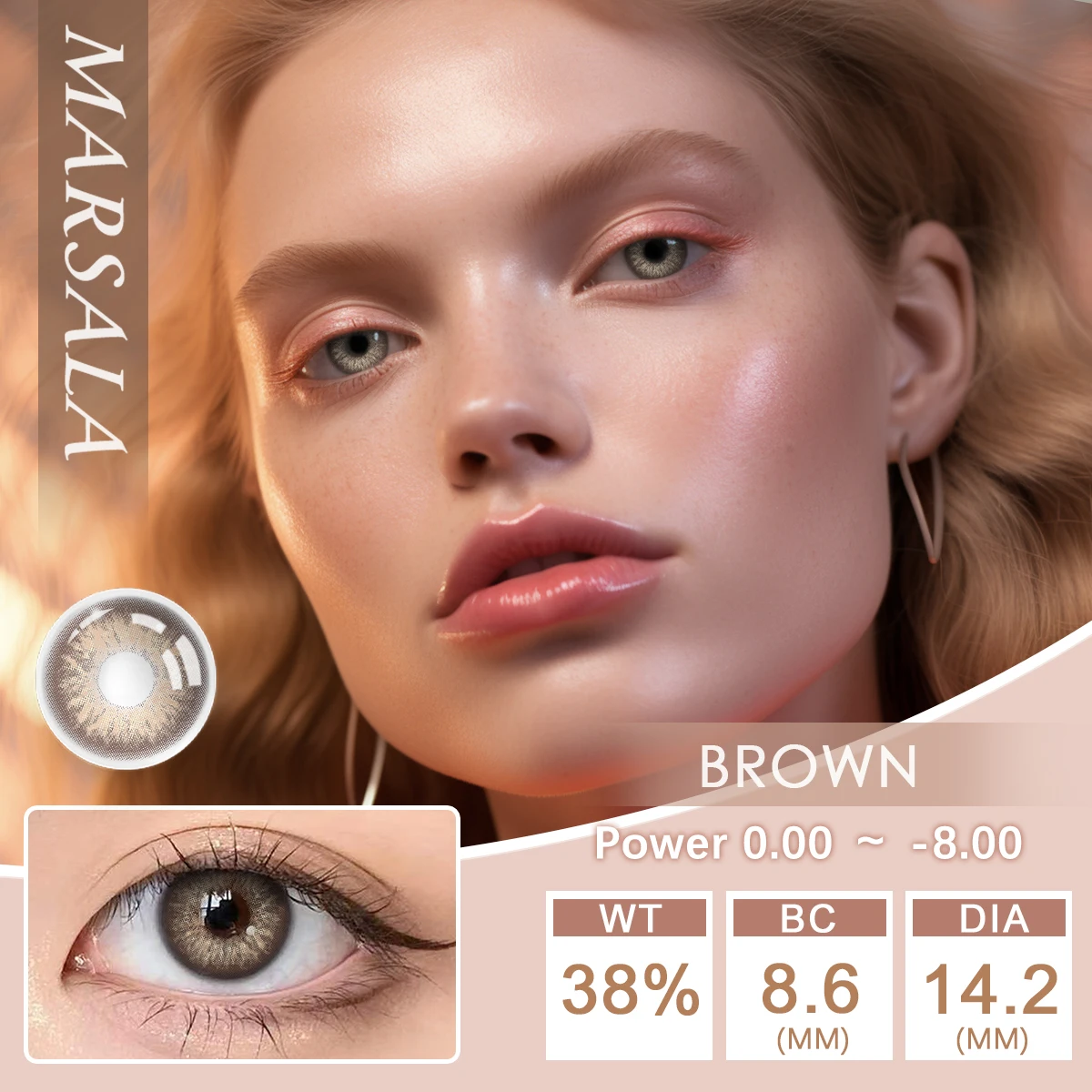 Lalens Hazel Brown Cosmetic Eyewear Natural Soft Eye Contact Lenses Wholesale Premium Myopia Urban Layer Color Contact Lens