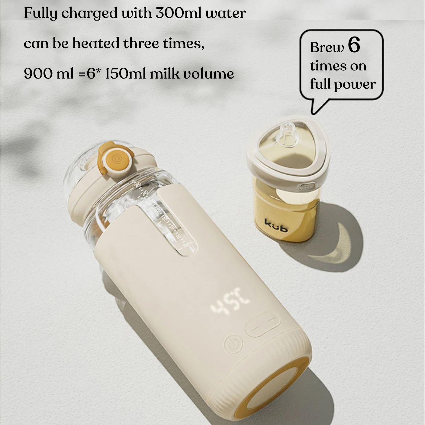 Kub USB Baby Bottle Warmer 7H Insulation Thermostat Travel 6 Times Feeding Bottle Heating Portable Milk Warmer