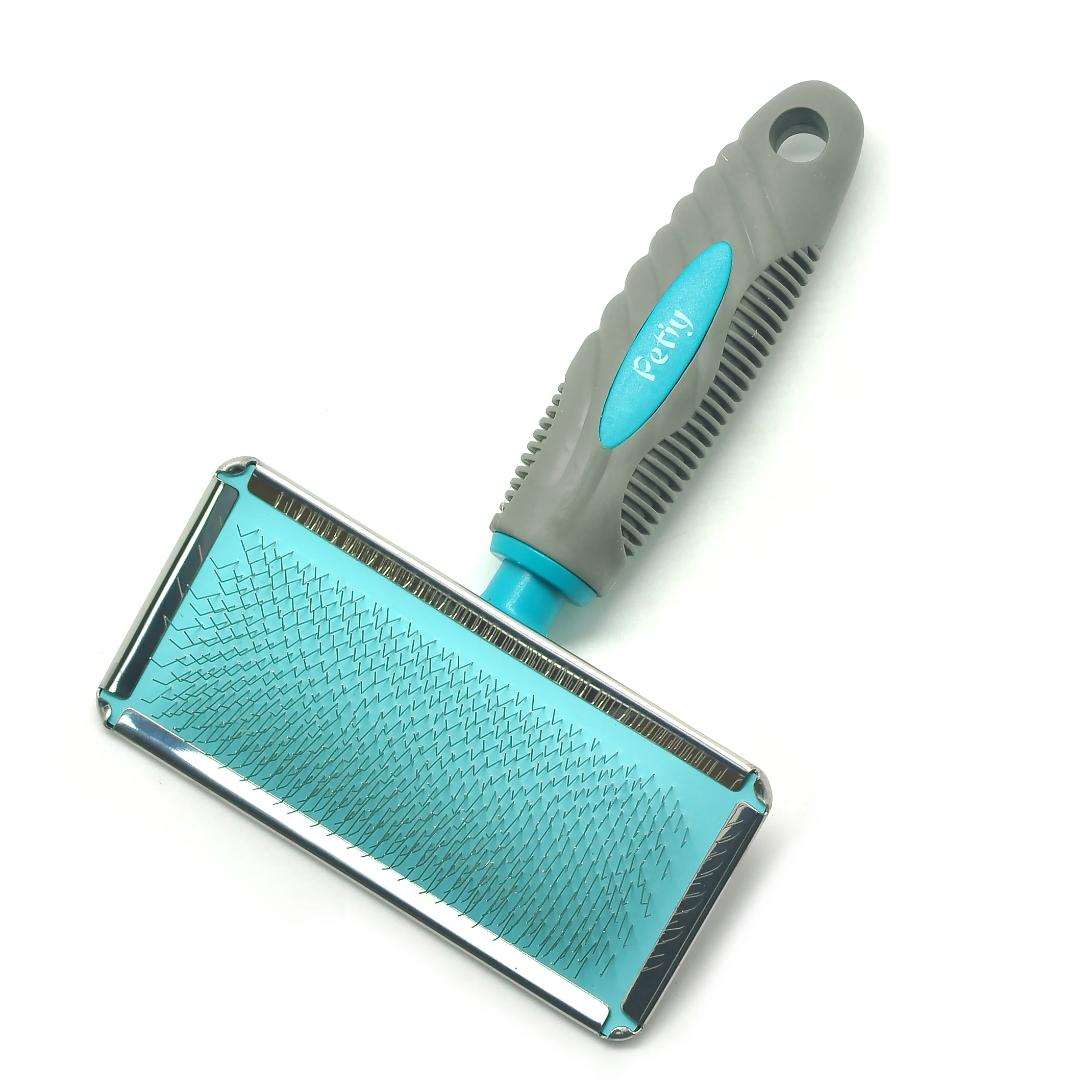 Lorenzo OEM Sikat Hewan Peliharaan L-123x190MM 120g Mascotas Cepillo Dog Cat Hair Removal Botton Self Cleaning Slicker Pet Brush