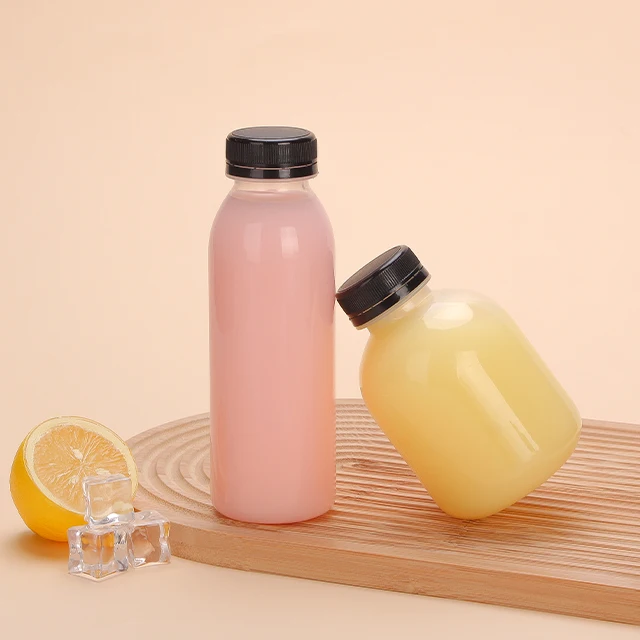 Clear Empty Food Grade PP Plastic Water Drinking Bottles Round Juice Beverage Bottles with Top 300ml