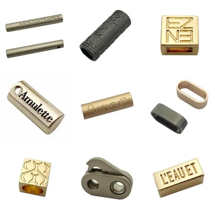 Wholesale Rose Gold Square Design Metal Cord Stopper Double Cord Lock For Bags