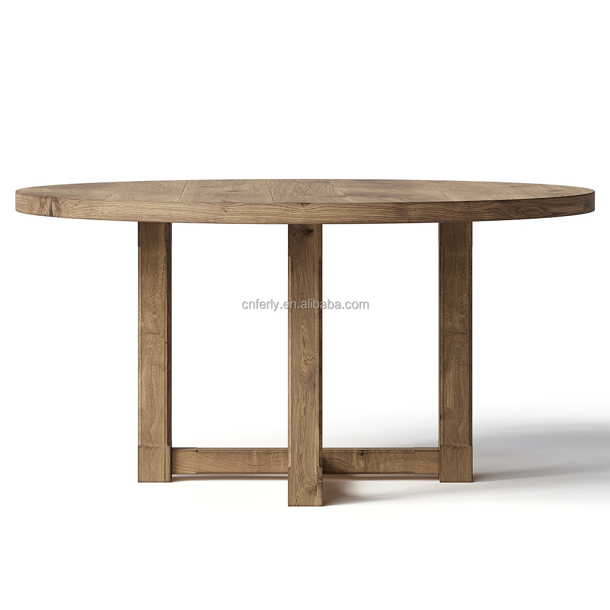 Simple design indoor kitchen furniture 4-piece round table oak table solid wood round wood dining table with 6 chairs