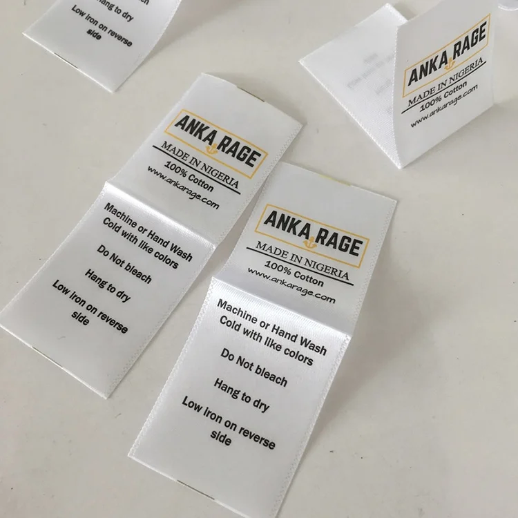 Sewing Custom Logo 100% Polyester Printed Damask Washed Care Contents Labels For Various Types Of Clothing