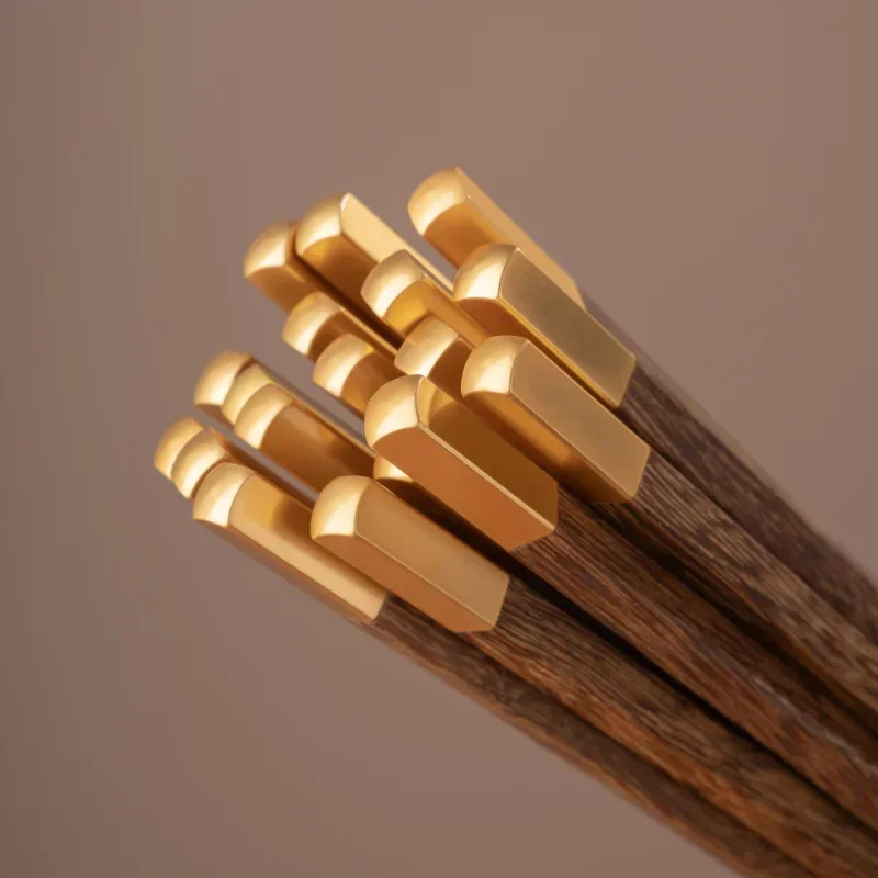 Household Copper Headed Chinese Chopsticks Natural Mahogany Chopsticks High-temperature Resistant Chinese Family Chopsticks