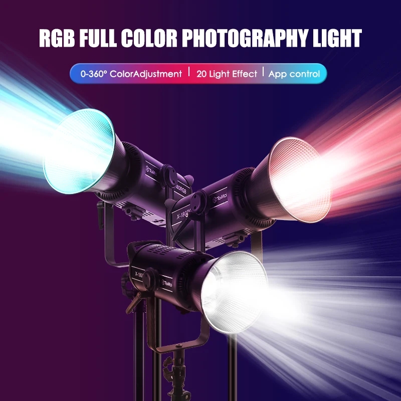 Tolifo X-180RGB 180W 2700-6500K RGB Led Video Light Continuous Output With Bowens Mount APP Control PK 150W Studio Light