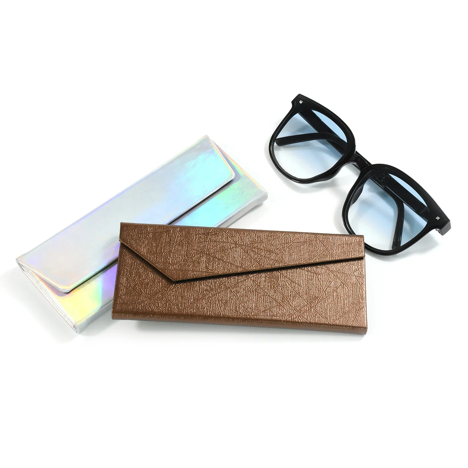 East Sunshine Triangle Sunglasses Packaging case Pu Leather Folding Glasses Case Custom Logo Foldable