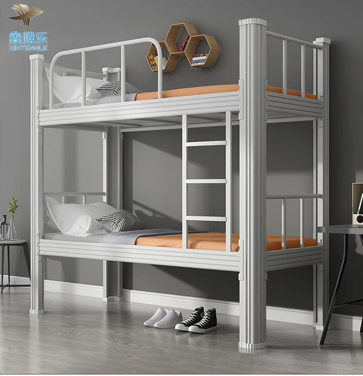 Heavy-Duty 2-Layer Metal Bunk Bed Double Deck Steel Bed with Elegant Castello Design for Home or Apartment Bedroom Furniture